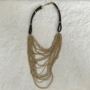 WHBM White House Black Market Gold One Black Cord Necklace